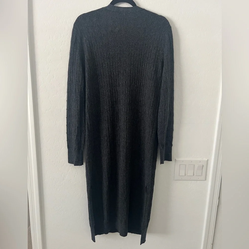 Megan Park Merino Wool Long Cardigan Duster Sweater Dress Gray Boutique Designer - Picture 2 of 8